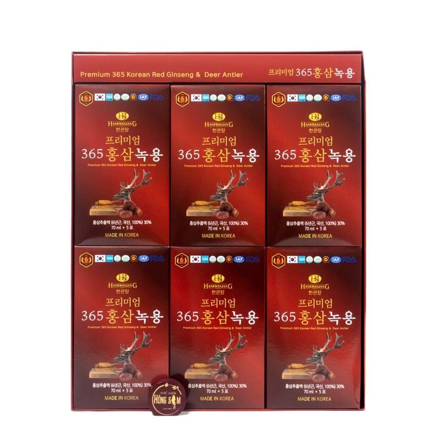 Nước Hồng Sâm Nhung Hươu Linh Chi 365 Hàn Quốc Hộp 30 Gói x 70ml