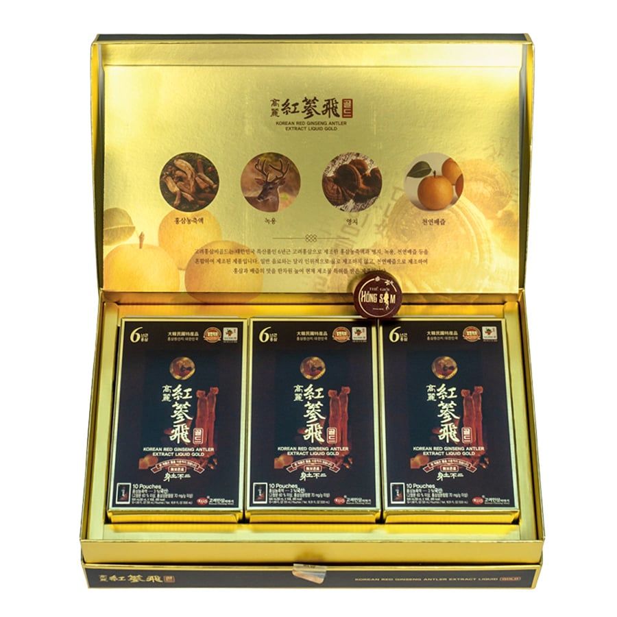 Nước Hồng Sâm Nhung Hươu Táo Đỏ KGS Hàn Quốc Hộp 30 Gói x 50ml