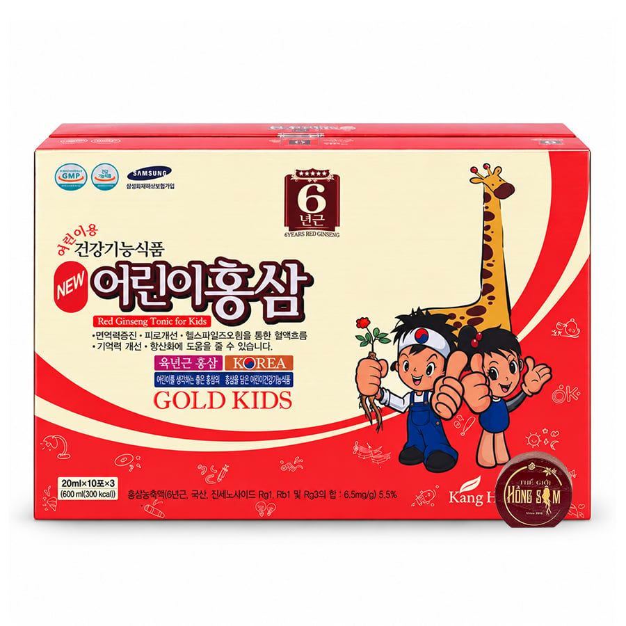 Nước Hồng Sâm Trẻ Em Hàn Quốc Hươu Cao Cổ Gold Kids Kanghwa Hộp 30 Gói x 20ml