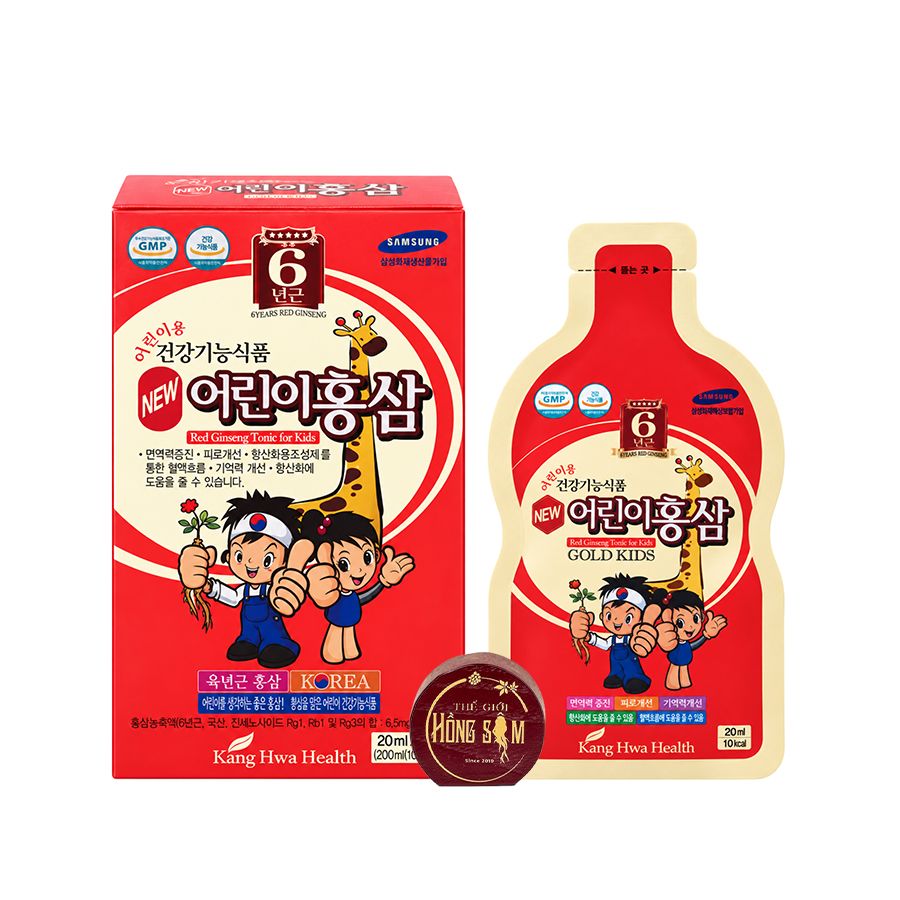 Nước Hồng Sâm Trẻ Em Hàn Quốc Hươu Cao Cổ Gold Kids Kanghwa Hộp 30 Gói x 20ml