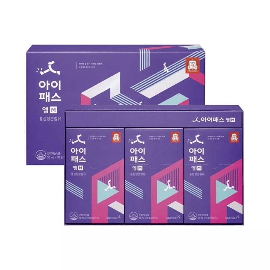 Nước Hồng Sâm Trẻ Em KGC IPASS M (14 - 16 Tuổi) Hộp 30 Gói x 50ml