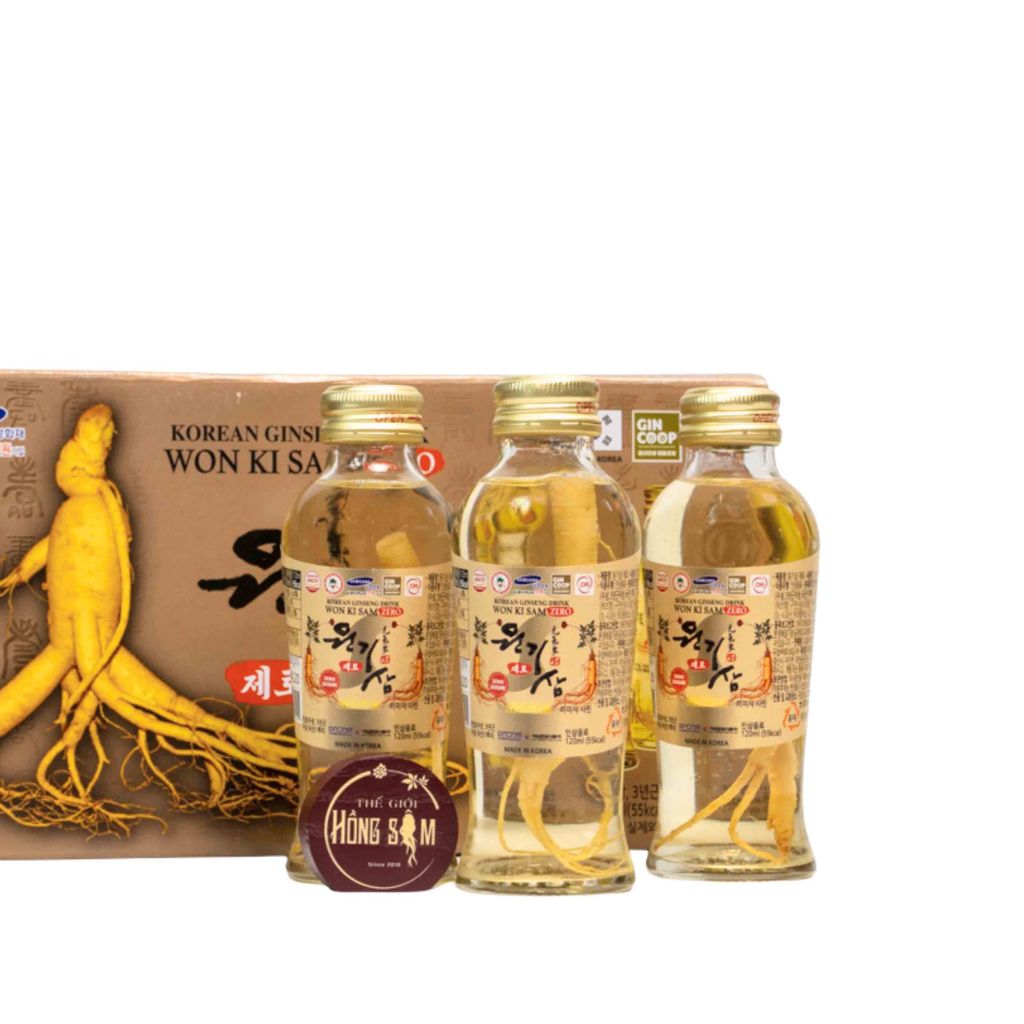 Nước Hồng Sâm Không Đường Có Củ Won Ki Sam 120ml x 10 Chai