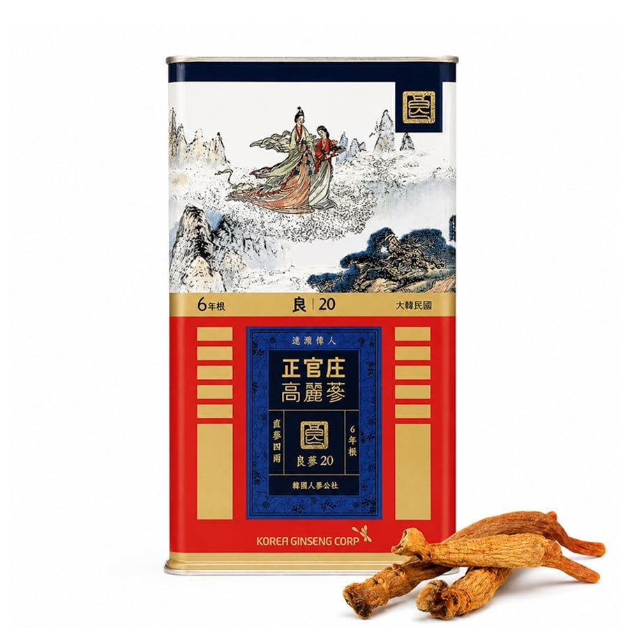 Sâm Củ Khô Hộp Thiếc KGC 150g 7 Củ Số 20