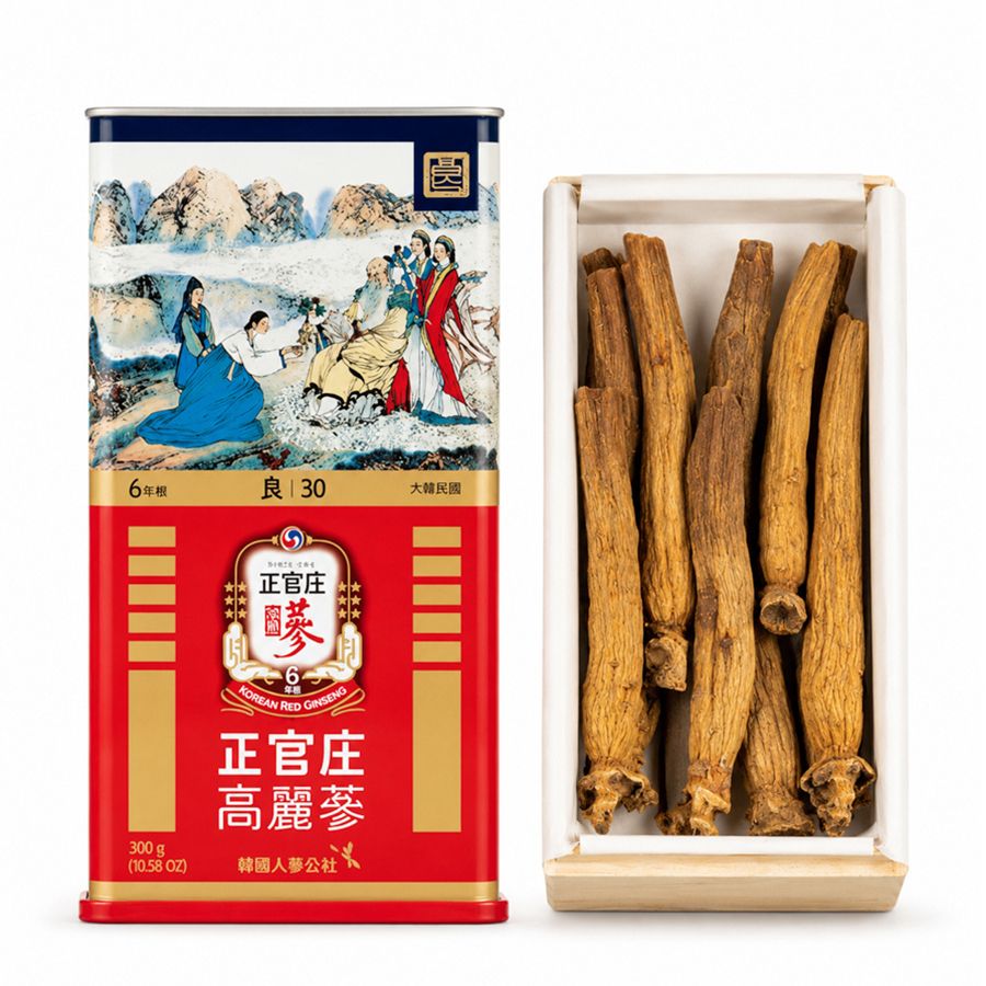 Sâm Củ Khô Hộp Thiếc KGC 300g 19 Củ Số 30