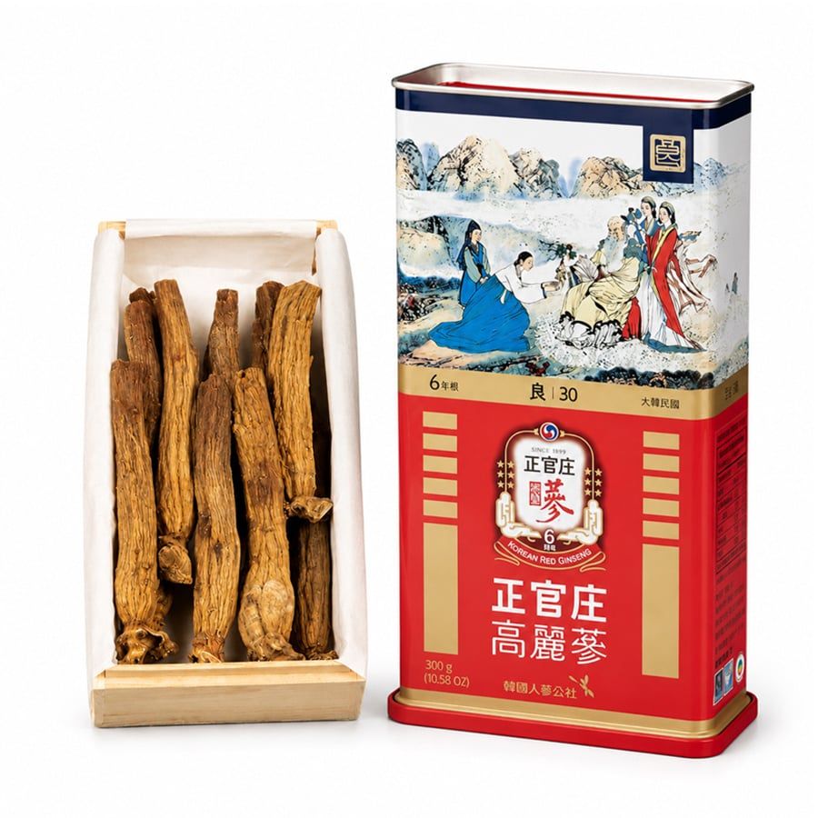 Sâm Củ Khô Hộp Thiếc KGC 300g 19 Củ Số 30