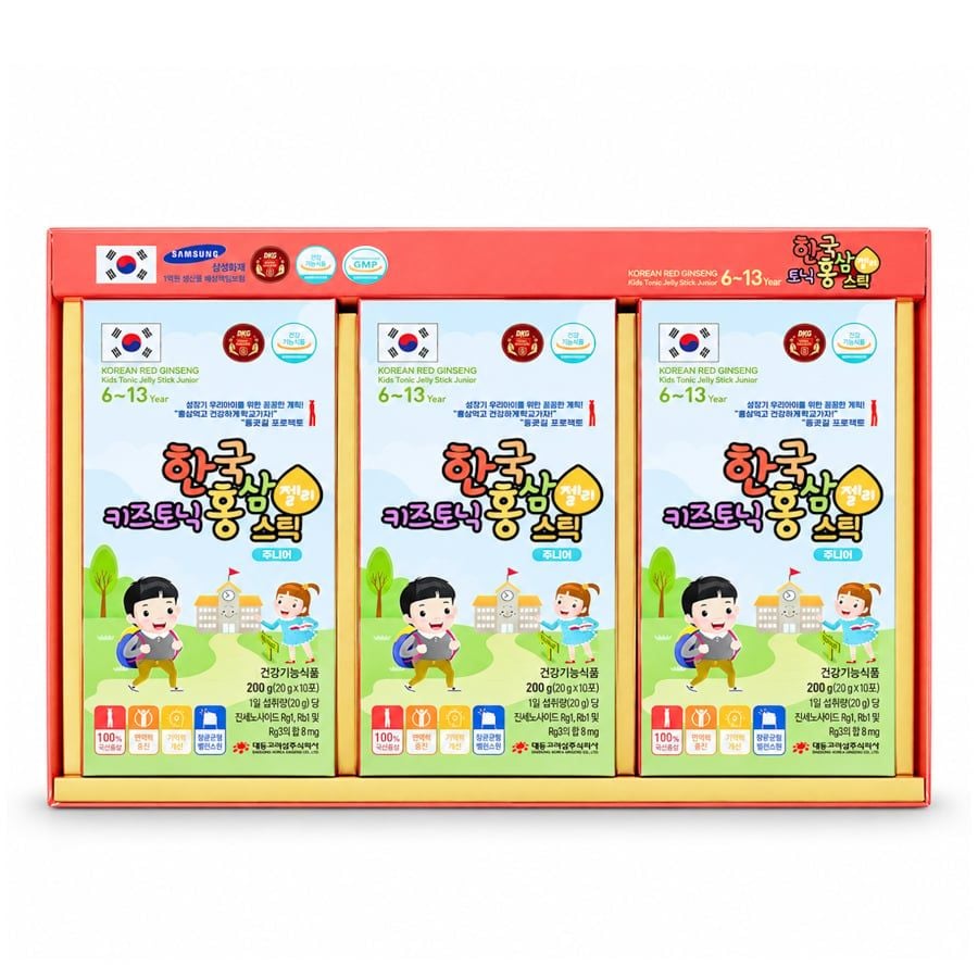 Thạch Hồng Sâm Hàn Quốc Cho Bé Daedong - Baby Korean Red Ginseng Jelly Junior 30 Gói x 20g (6-13 Tuổi)