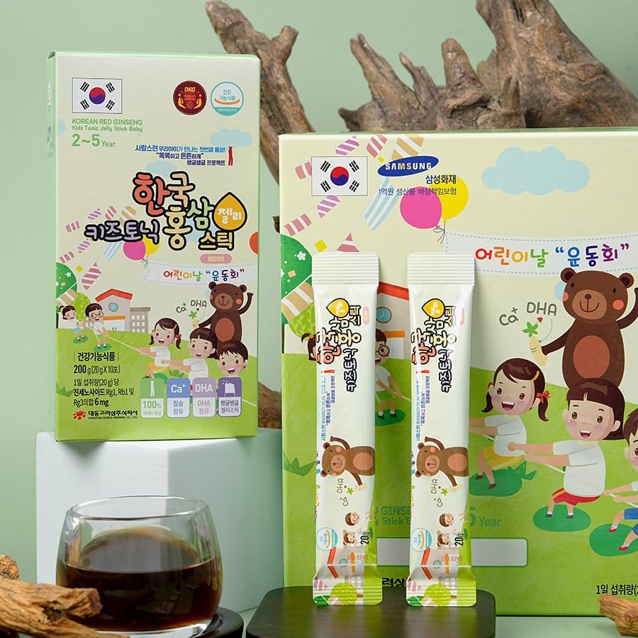 Thạch Hồng Sâm Hàn Quốc Cho Bé Daedong - Baby Korean Red Ginseng Jelly 30 Gói x 20g (2-5 Tuổi)
