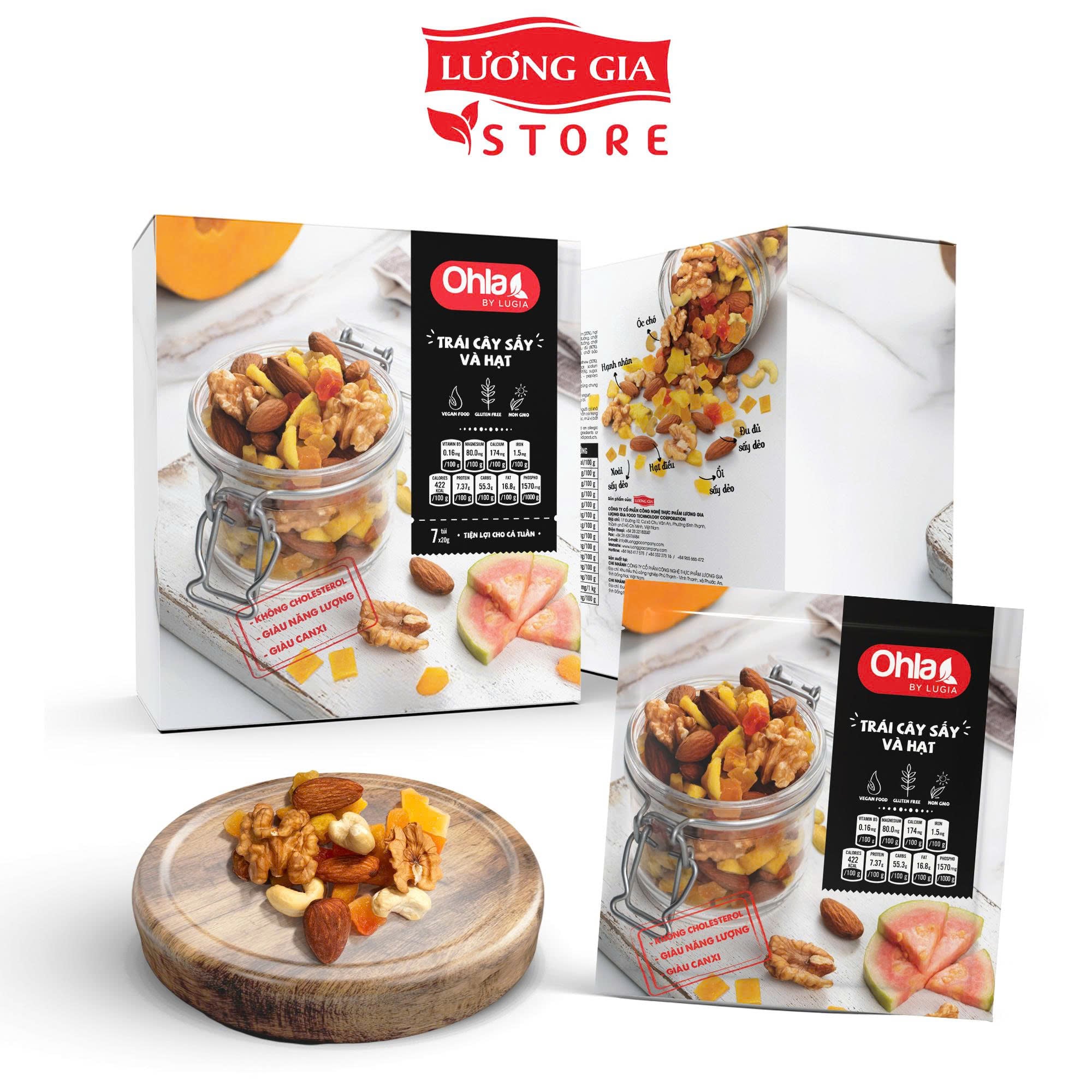 Hộp trái cây sấy mix hạt Ohla (7x20g)