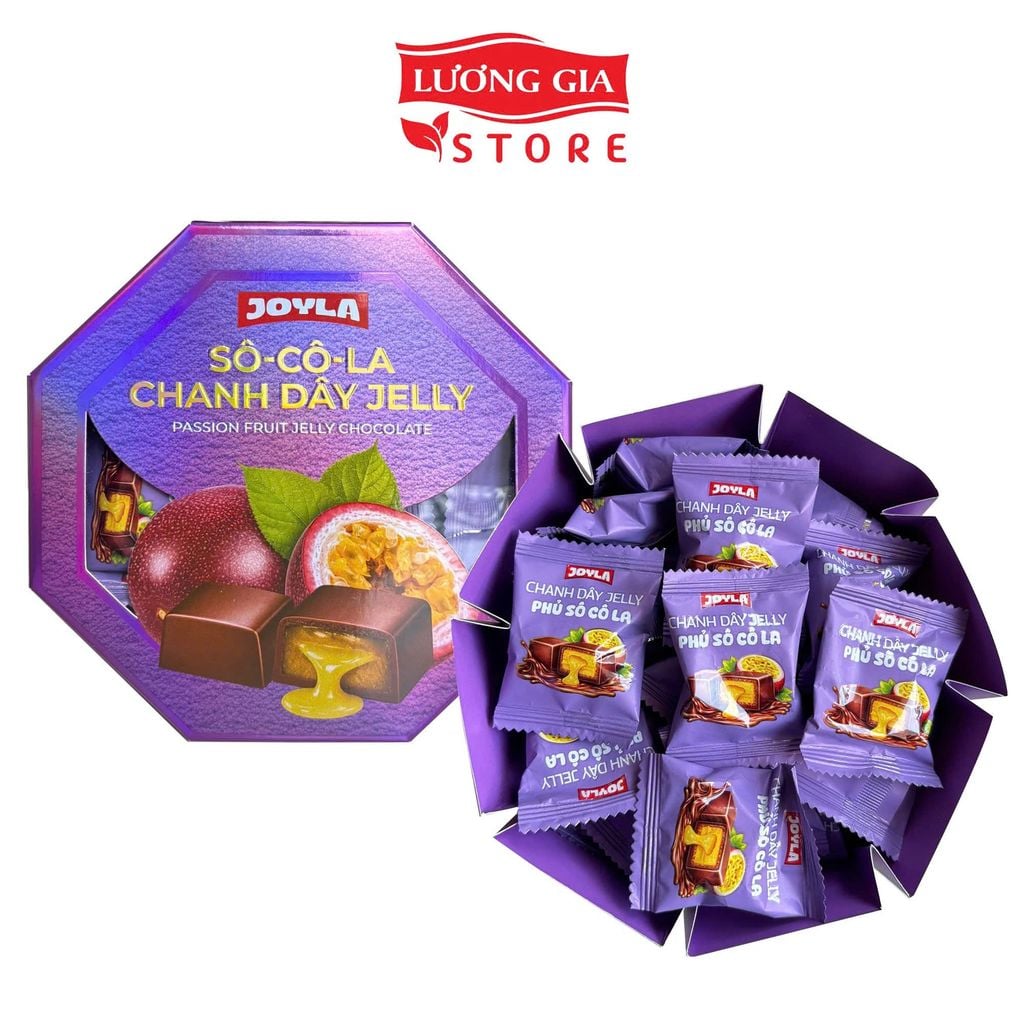 Hộp Kẹo Sô-cô-la chanh dây Jelly 150g - Kẹo dẻo phủ chocolate nhân sốt chanh dây tan chảy