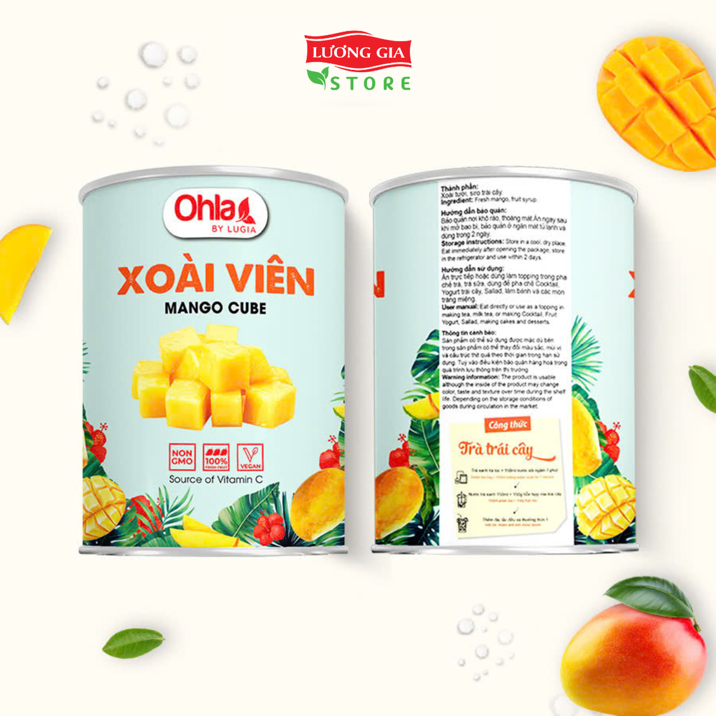 Trái cây tươi đóng lon Ohla 950g - Xoài Viên