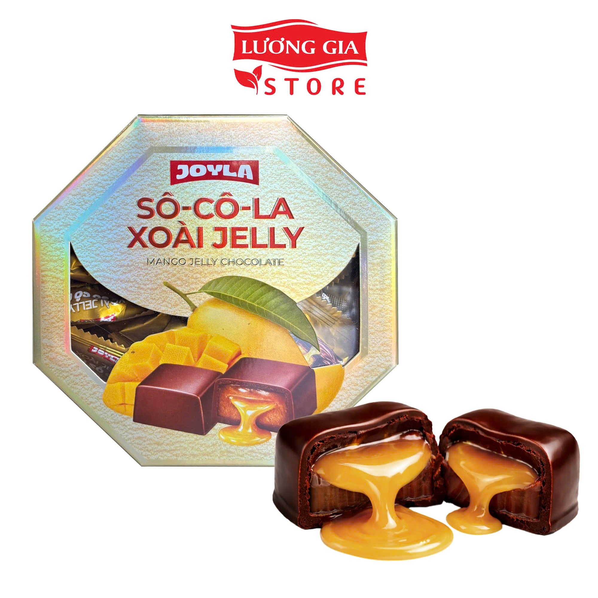 Hộp Kẹo Sô-cô-la Xoài Jelly 150g - Kẹo dẻo phủ chocolate nhân sốt xoài tan chảy