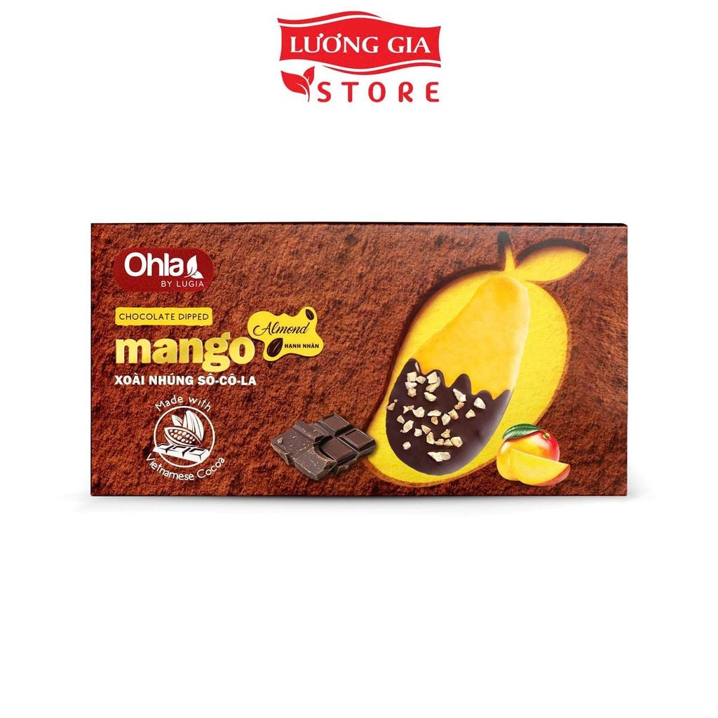 Hộp xoài nhúng sô-cô-la hạnh nhân 180g Ohla