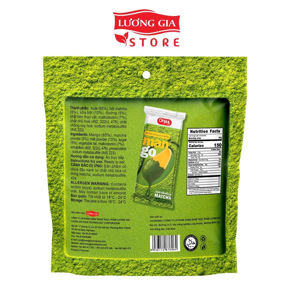 Túi xoài sô-cô-la matcha Ohla 100g