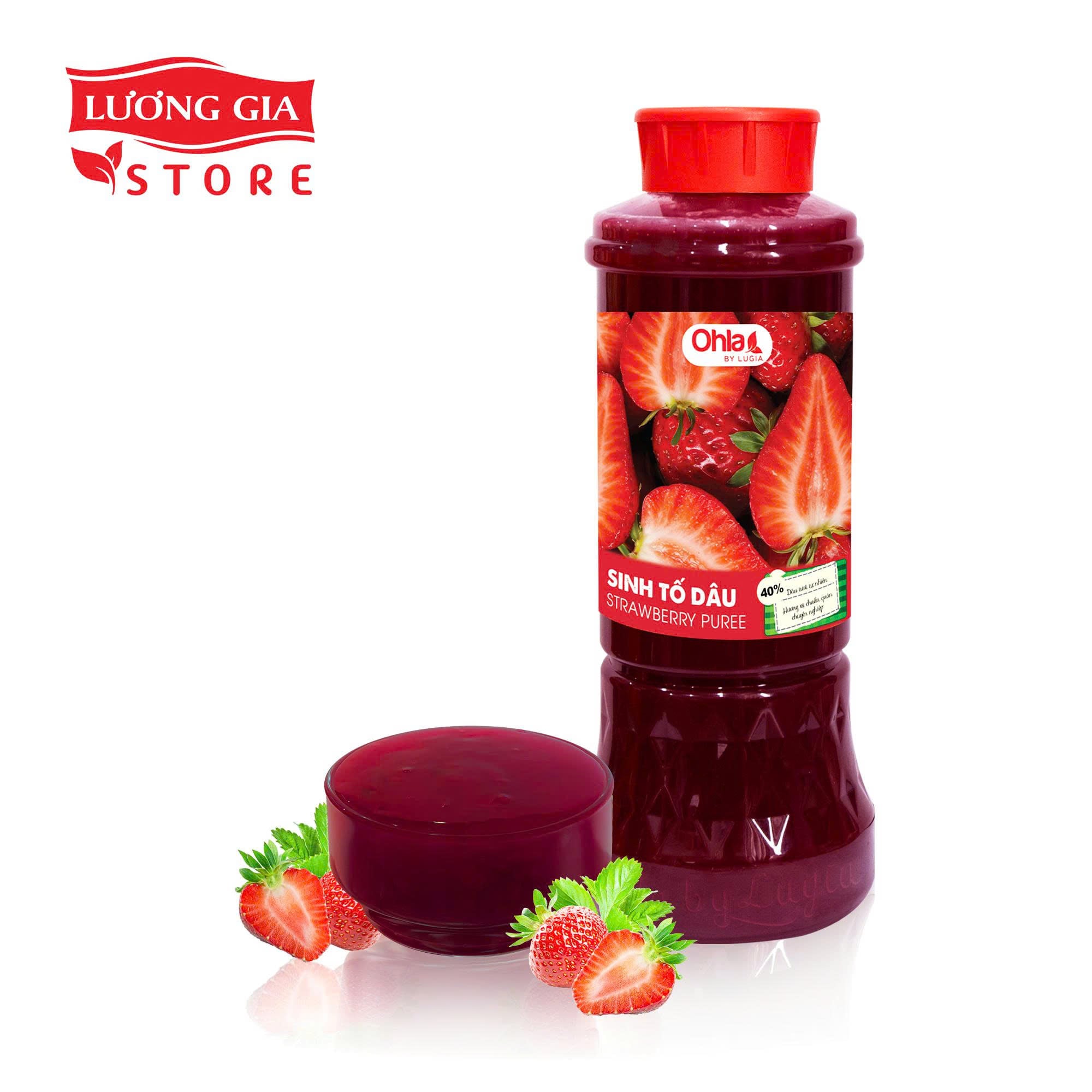 Sinh tố Dâu Ohla 1000ml - phiên bản mới 40% thịt quả