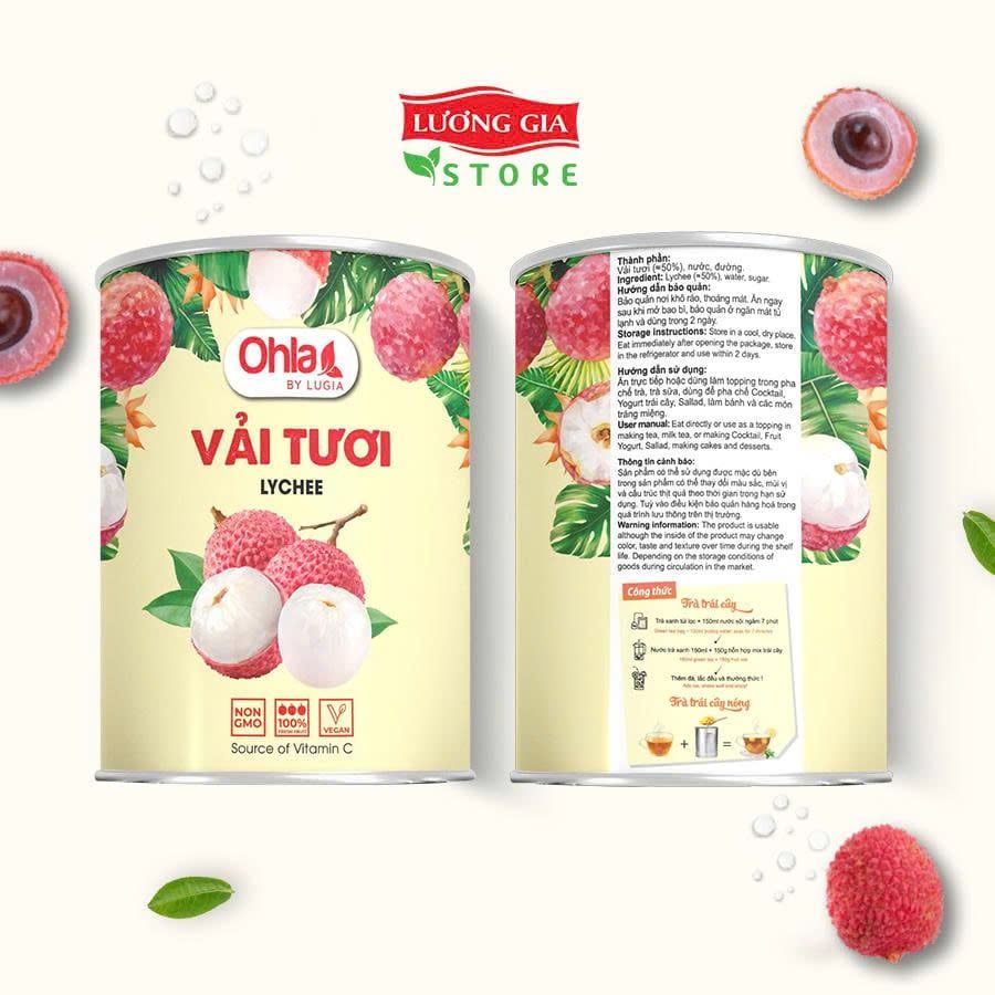 Trái cây tươi đóng lon Ohla 950g - Vải tươi