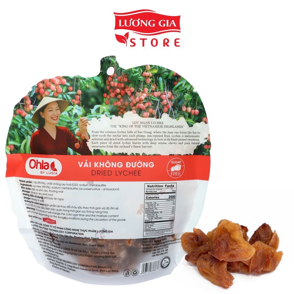 Túi trái vải sấy dẻo không đường Ohla 200g