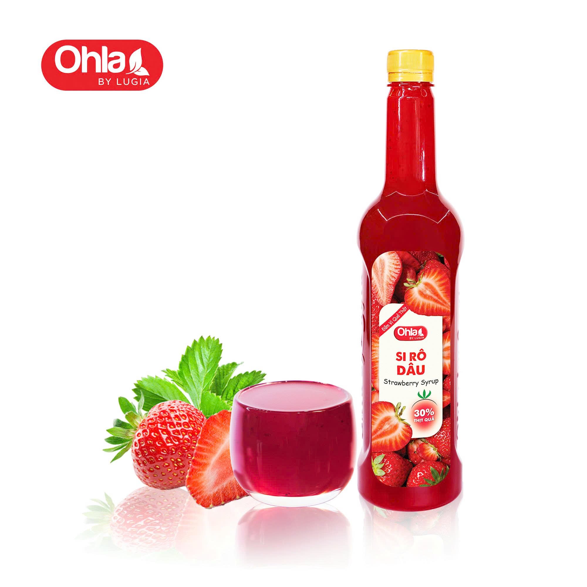 Siro Dâu Ohla 780ml (chai nhựa) - phiên bản mới 30% thịt quả