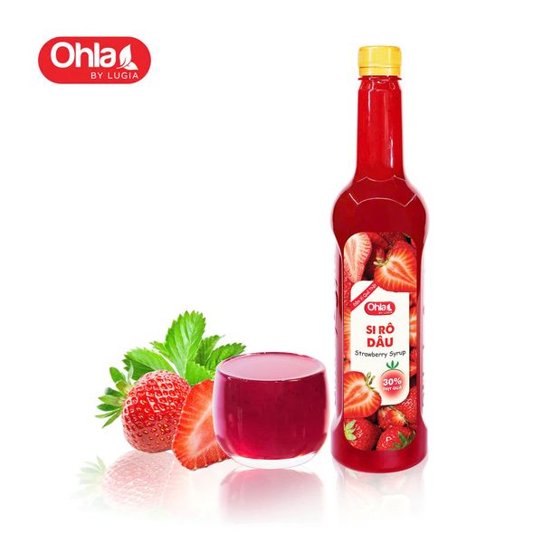 Siro Dâu Ohla 780ml (chai nhựa) - phiên bản mới 30% thịt quả