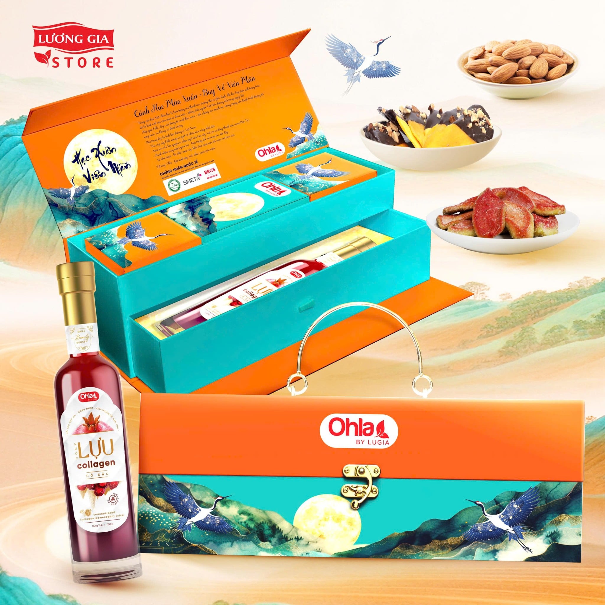 Set Quà Tết Ohla – Hạc Xuân Viên Mãn | Quà Tết Doanh Nghiệp Cao Cấp 2026