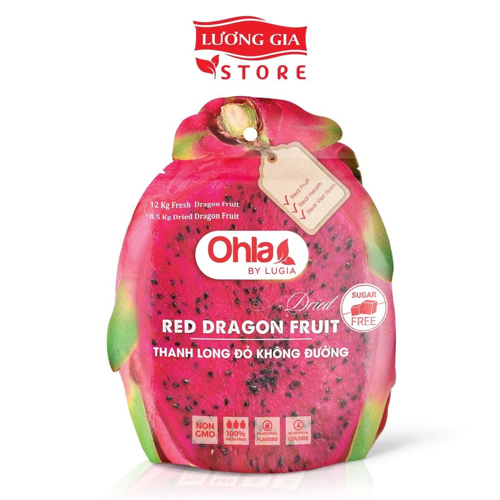 Túi trái Thanh long sấy dẻo không đường Ohla 200g - Đặc sản trái cây sấy dẻo, vị ngọt thanh tự nhiên