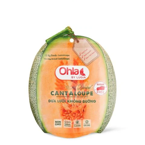 Dưa lưới sấy dẻo không đường Ohla 200g - Đặc sản trái cây sấy dẻo, thơm ngon dẻo mềm
