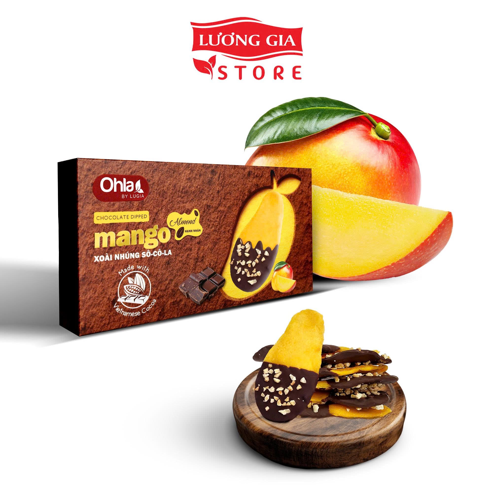 Hộp xoài nhúng sô-cô-la hạnh nhân 180g Ohla