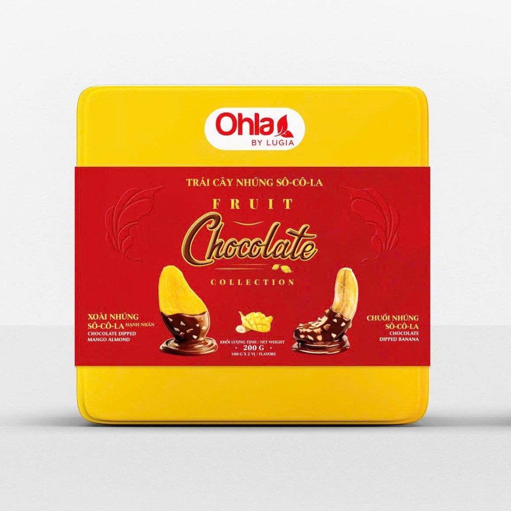 Trái Cây Nhúng Socola Hộp Thiếc 200g – Đỏ | Vị Ngọt Thân Quen