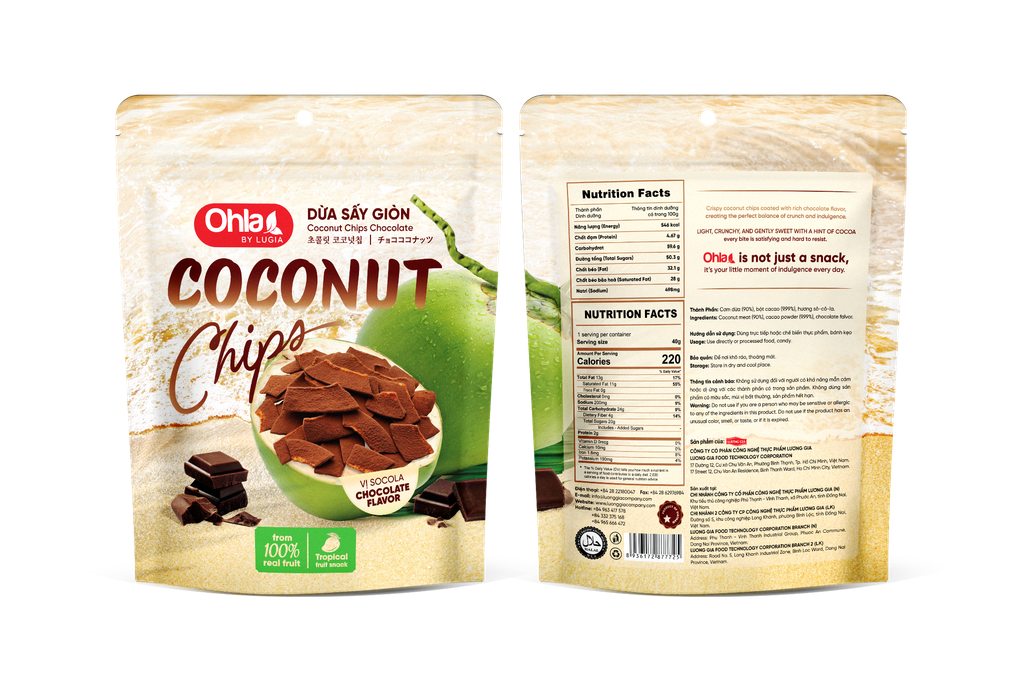 Dừa Sấy Giòn Vị Socola túi 50g