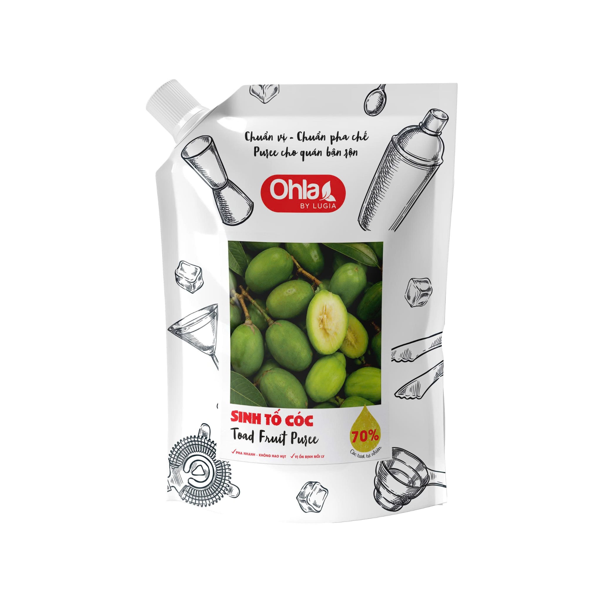 Sinh tố Cóc 70% thịt quả túi 1000ml