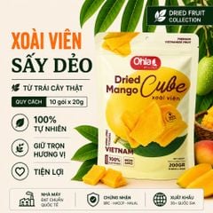 Xoài Sấy Dẻo Ohla 200g (10 gói x 20g) - Thái Cắt Dạng Viên Đóng Gói 20g Tiện Lợi Sử Dụng Và Bảo Quản