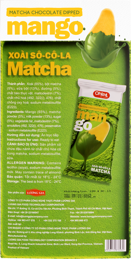 Xoài Sấy Dẻo Socola Matcha hộp 180g