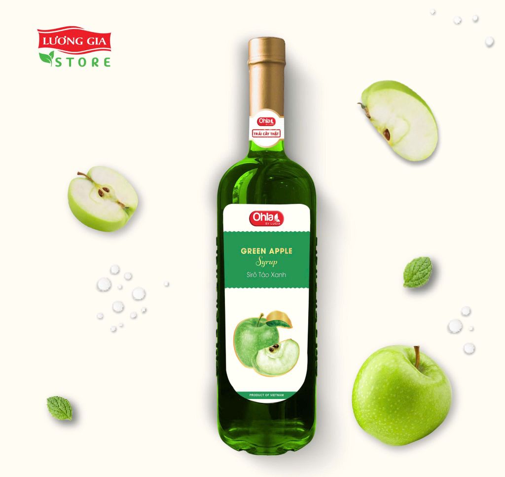 Siro Táo Xanh Ohla 750ml (chai thủy tinh)