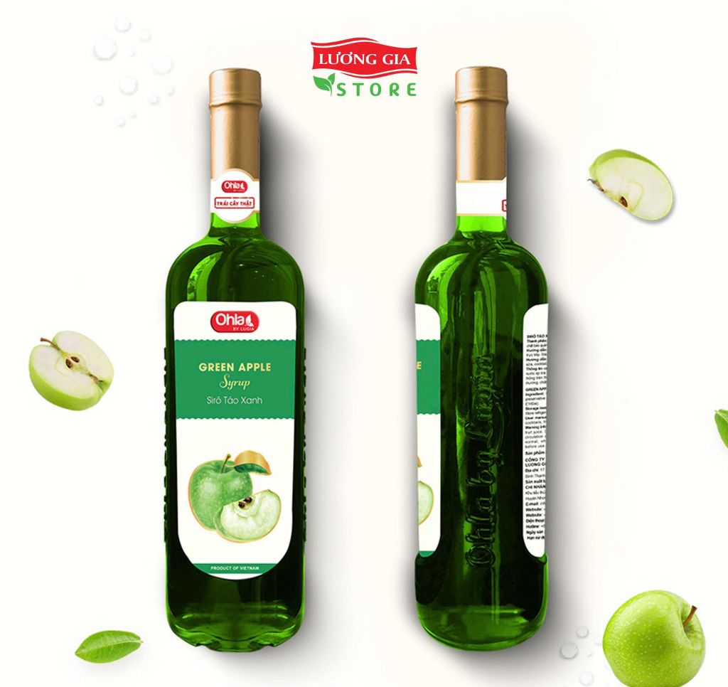 Siro Táo Xanh Ohla 750ml (chai thủy tinh)