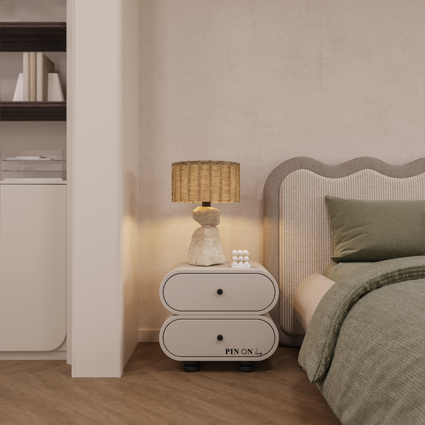 Tủ đầu giường Candy thiết kế bo tròn hai ngăn kéo