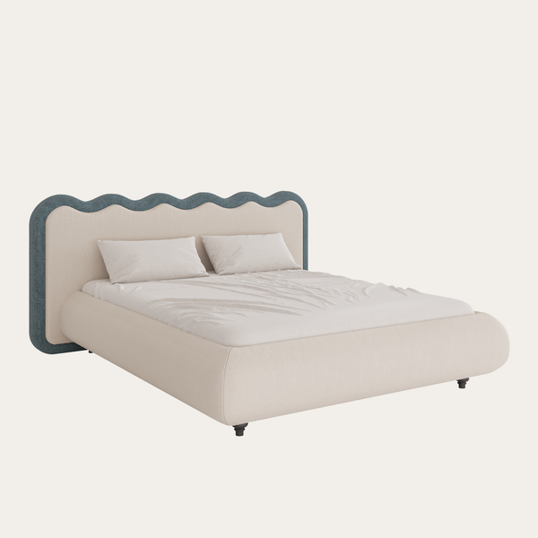 Giường Cookie thiết kế đầu giường gợn sóng bo tròn bọc nệm