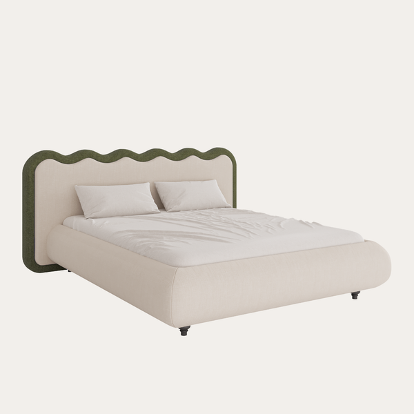 Giường Cookie thiết kế đầu giường gợn sóng bo tròn bọc nệm