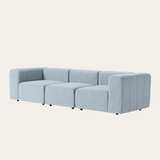 Sofa băng Lino Trio 3 module màu xanh da trời - góc nhìn bên