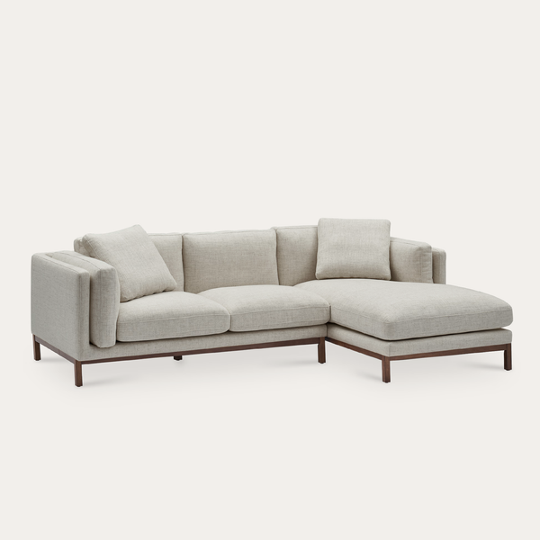 Sofa góc Owen 3–4 chỗ màu xám nhạt - góc chính diện