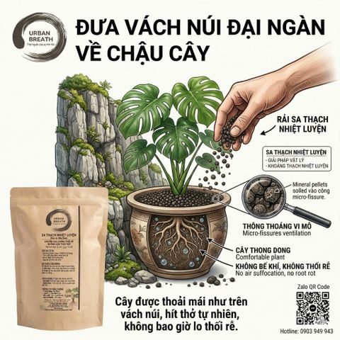  Sa Thạch Nhiệt Luyện Áo Nha Đam URBAN BREATH - Rải Mặt Chậu Chống Thối Rễ (Túi 2L) 