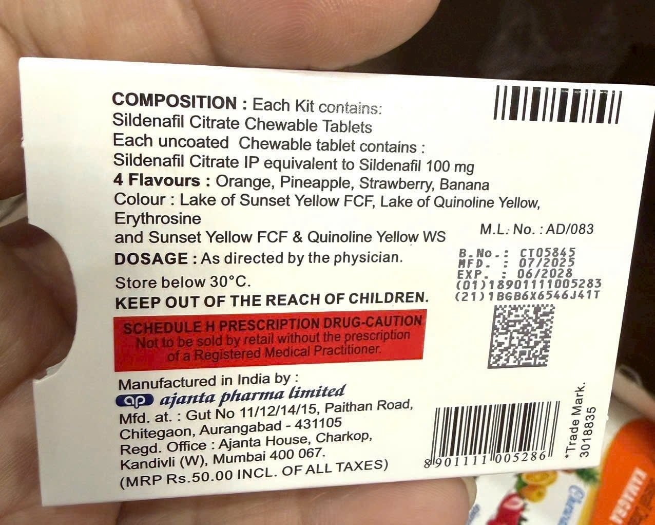  Viên Nhai Kamagra 100mg Tăng Cường Sinh Lý Nam Vị Trái Cây (Hộp 4 Viên) 