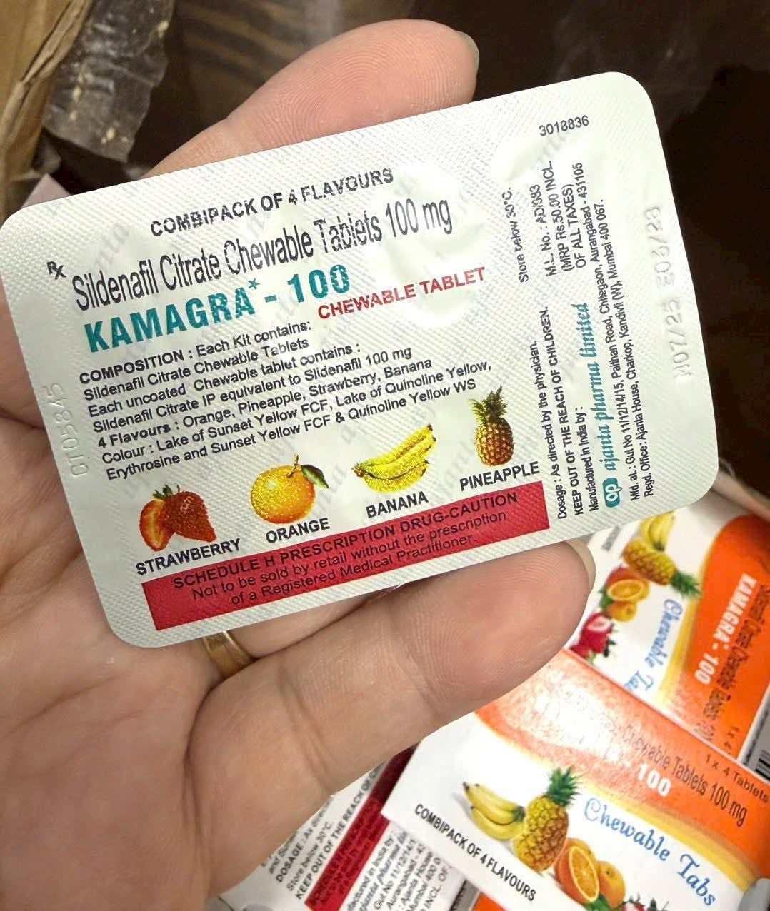  Viên Nhai Kamagra 100mg Tăng Cường Sinh Lý Nam Vị Trái Cây (Hộp 4 Viên) 