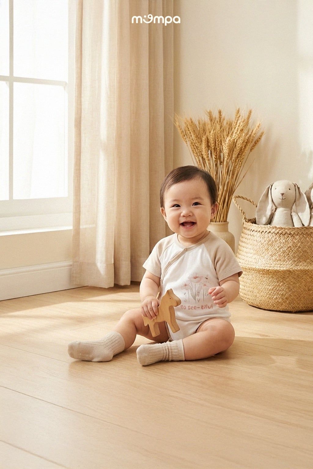 Bộ body cộc cài chéo Bamboo - MP0429 | size 0-9m