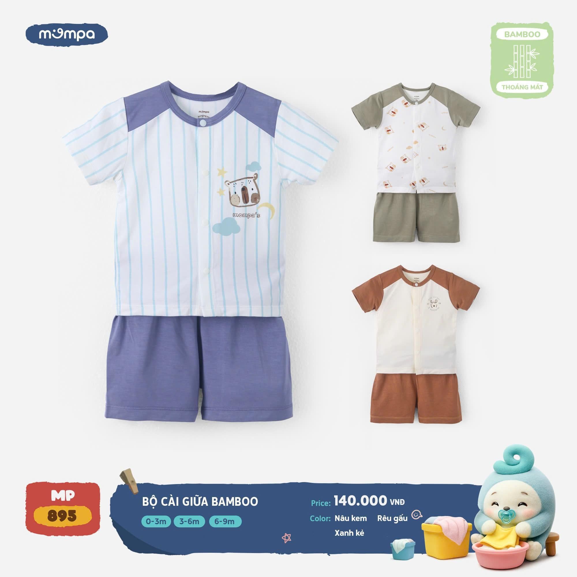Bộ Cài Giữa Bamboo Cho Bé – Mềm Mịn, Thoáng Mát, An Toàn Làn Da