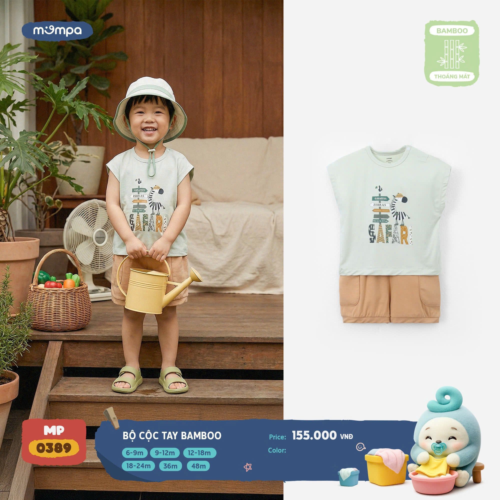 Bộ Cộc Tay Bamboo Cao Cấp – Mặc Mát, Êm Da, Chuẩn Hè Cho Bé
