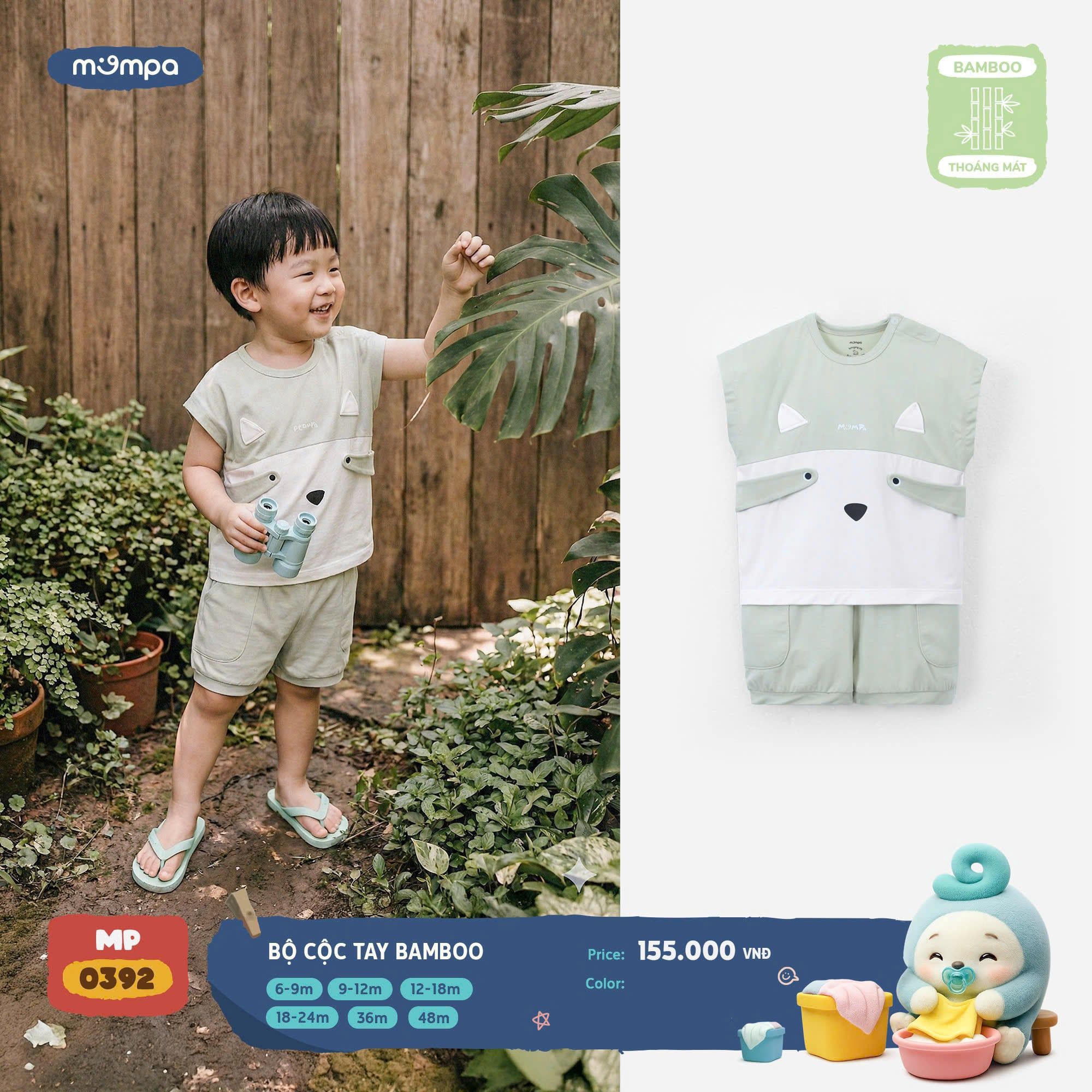 Bộ Cộc Tay Bamboo Cho Bé – Thoáng Mát, Mềm Mịn, Hè Mặc Cực Thích