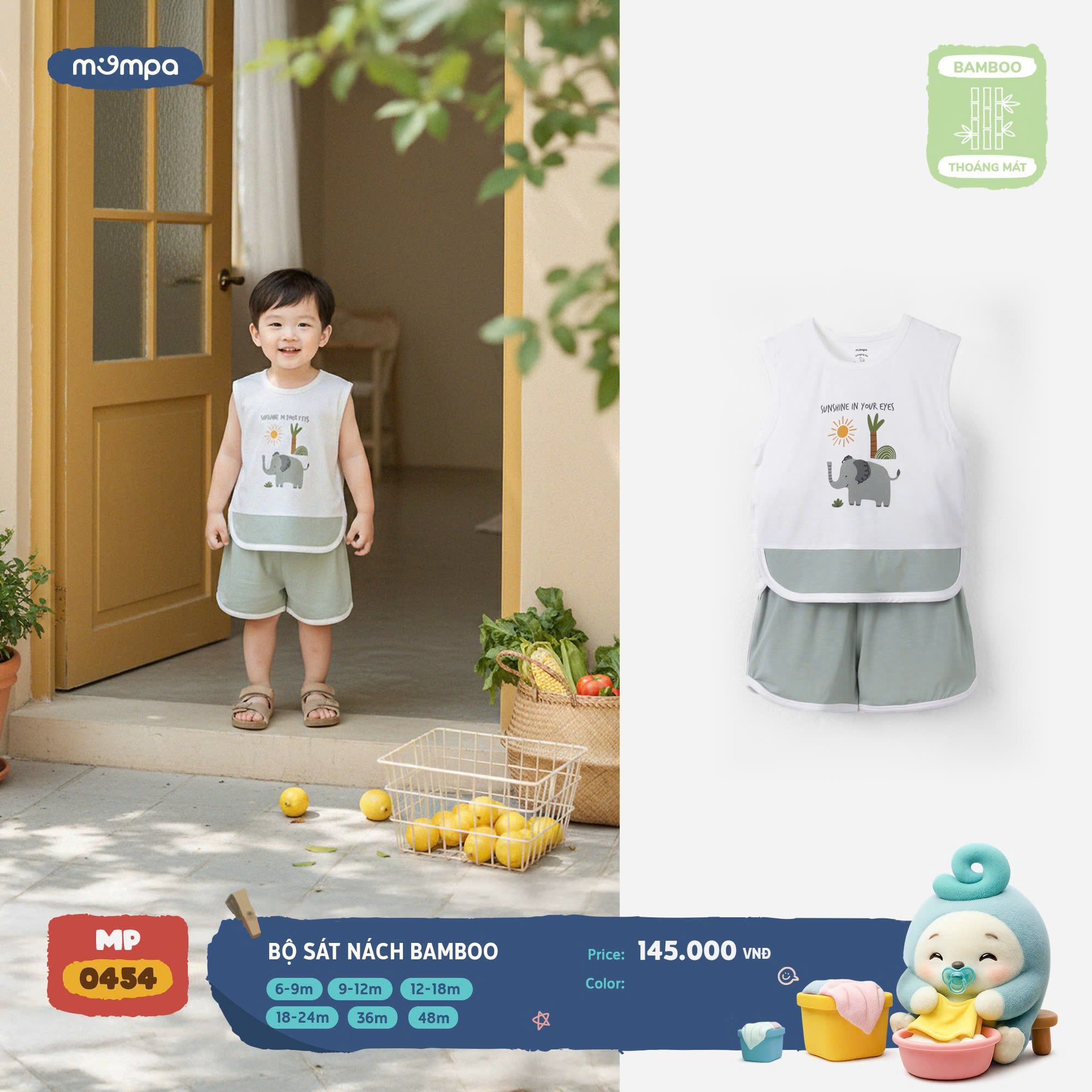 Bộ Sát Nách Bamboo MP 0454 | size 6-48m - Cho Bé Mềm Mại, Thoáng Mát Mùa Hè