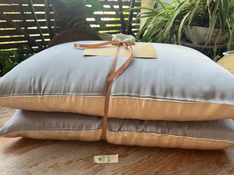  Gối lụa tơ tằm phối 2 màu  size tiêu chuẩn 50*70cm cao cấp Chu Silk độ dày 19momme 