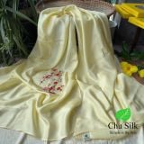  Khăn choàng lụa tơ tằm thêu tay_Màu vàng- Món quà tặng mang nhiều ý nghĩa 