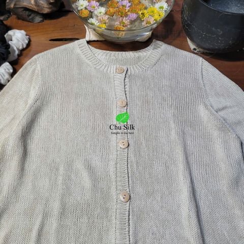  Áo cardigan tơ gốc đan thủ công 