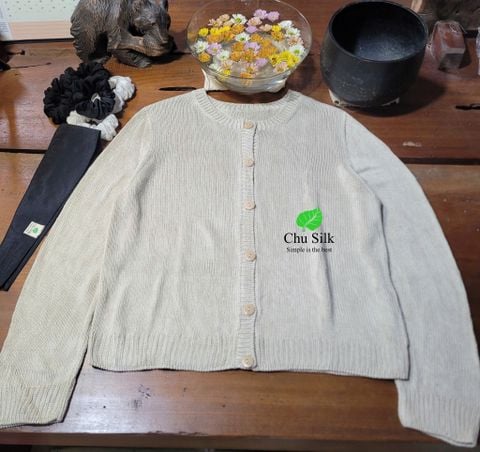  Áo cardigan tơ gốc đan thủ công 